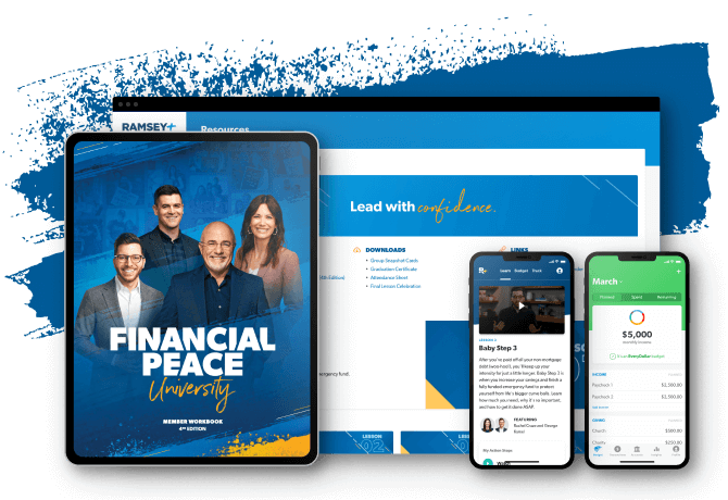 Image of Financial Peace University, the FPU Coordinator Guide, and EveryDollar